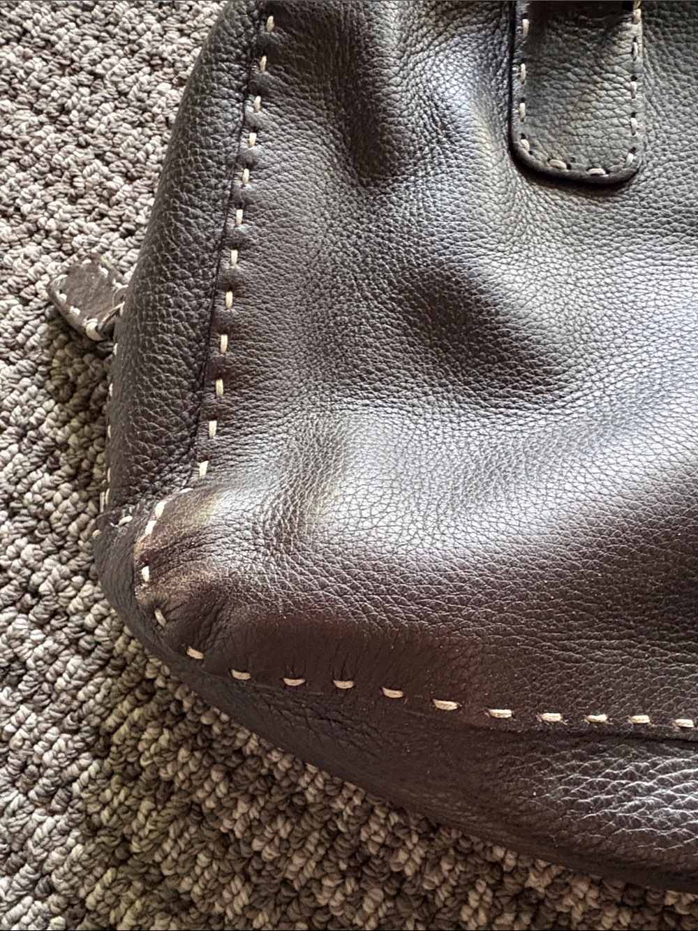 Fendi Dark Brown Brown Leather Top-Handle Purse - Picture 3 of 12